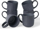 famiware Coffee Mugs Set of 6, Starlight 11 oz Mug Cup Set with Handle for Coffee, Tea, Cocoa, Milk - Ceramic Stoneware Mug Set, Matte Black Grey by CozyNest Decor