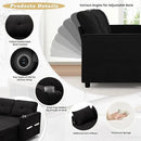110 Inches Chenille Sectional Sofa w/Pull Out Sofa Bed & Adjustable Back, Tufted U Shaped Couch w/Two Storage Chaises, Sleeper Sectional Sofa w/USB Port & Cup Holders for Living Room, Black by CozyNest Decor
