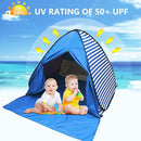 Pop Up Beach Tent Shade Sun Shelter UPF 50+ Canopy Cabana 2-3 Person for Adults Baby Kids Outdoor Activities Camping Fishing Hiking Picnic Touring(Dark Blue Stripes) by TinyTreasures Baby Boutique