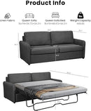 Queen Size Pull Out Sofa Bed, Convertible Sleeper Sofa Couch with Pullout Bed, 2 in 1 Sofa Bed Couch with Memory Foam Mattress for Living Room Office, Space-Saving, Dark Grey by CozyNest Decor