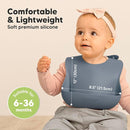 KeaBabies 2-Pack Silicone Baby Bibs for Eating - Sturdy Food-Grade Silicone Bibs for Babies Girl, Boy, Large Food Catcher, Clean & Put On Easily, Waterproof Toddler Feeding Essentials (Slate) by TinyTreasures Baby Boutique