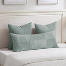 Fancy Homi 2 Packs Grey Blue Euro Decorative Throw Pillow Covers 26x26 Inch for Couch Bed Sofa, Rustic Farmhouse Boho Home Decor, Soft Corss Corduroy Patchwork Textured Square Cushion Case 66x66 cm by CozyNest Decor