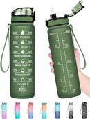 Enerbone Water Bottle, Leakproof BPA & Toxic Free, Motivational Water Bottle with Times to Drink and Straw, Fitness Sports Water Bottle with Strap for Office, Gym, Outdoor Sports by CozyNest Decor
