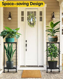 Plant Stand Indoor, 2 Tier Plant Stands for Indoor Plants, 30" Tall Flower Stand with Round Wooden Board Modern Plant Shelf for Living Room, Balcony, Deck by GreenHaven Gardens