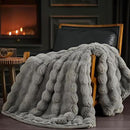 EVERGRACE Ultra Soft Luxury Fluffy Ridgeline Faux Rabbit Fur Throw Blanket, Thick Warm Bubble Throw for Bed, Cozy Plush Reversible Blankets for Couch, Chair, Sofa, Grey, 60x80 Inches, 870 GSM by CozyNest Decor