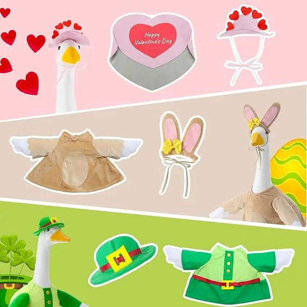 3 Sets Seasonal Goose Outfits Valentine Easter St. Patrick Festivals Lawn Clothing for 23'' Goose Lawn Garden Patio Yard Porch Outdoor Decorations, photo 2 of 6