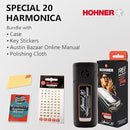 Hohner Special 20 Harmonica - Key of C Bundle with Key Stickers, Plastic Case, Instructional Manual, and Austin Bazaar Polishing Cloth by TinyTreasures Baby Boutique