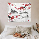 Cherry Blossoms Tapestry, Japanese Fuji Mountain Tapestry, Asian Japanese Wall Tapestry, Nature Landscape Tapestries for Bedroom Living Room Decor 60"x50" by CozyNest Decor