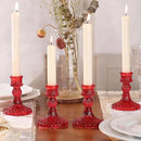 12Pcs Red Candlestick Holders Set- 4" H Taper Candle Holders Bulk, Glass Candle Holders for Activities, Party, Romantic Dinner Table Centerpieces, Festival Gifts & Windowsill Decor by CozyNest Decor