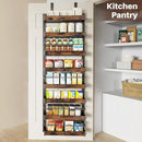 8 Tier Over The Door Pantry Organizer, 2 IN 1 Wall Mount or Metal Hanging Spice Rack for Pantry Organizers and Storage, Seasoning Shelves，Adjustable Basket with Hooks for Kitchen, Bathroom,Laundry by CozyNest Decor