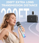 Wireless Microphones, Microphone with One-to-One Chip Connection and LED Lights, 40H Duration, 200FT Range Receiving, Volume Control Karaoke Microphone for Singing, Speech, Home Party, YouTube/TikTok by TinyTreasures Baby Boutique