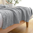 EMME Cotton Throw Blanket for Couch Soft Muslin Blankets 50"x60" Lightweight Breathable Blanket All Season Gauze Blanket, Light Grey by CozyNest Decor