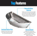SnS Grills Slow ‘N Sear Charcoal Inserts for Low ‘N Slow & High-Heat Cooking - Patented Stainless Steel Accessories for Kettle Grills - Low Profile 22" by GreenHaven Gardens