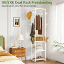 IBUYKE Coat Rack with Shelves, Freestanding Hall Tree with 3 Shelves and 8 Hooks, Industrial Clothes Stand for Entryway, Hallway, Bedroom, White UTMJ088W by CozyNest Decor