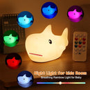 ZKLiLi Shark Night Light, Cute Silicon Night Light for Kids, Nightlight with Remote，Portable Recharge Nightlight for Kid Room,Funny Gifts Stuff for Boys Girls Baby by TinyTreasures Baby Boutique