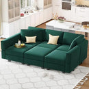 Belffin Modular Velvet Sectional Sofa with Chaise Lounge Sectional Sleeper Sofa with Storage Chaise Bed Couch for Living Room Green by CozyNest Decor