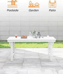 HDPE Outdoor Dining Table, 66.9” Rectangle Patio Dining Table for 6, All-Weather HDPE Outdoor Table with 2.2” Umbrella Hole, HDPE Patio Furniture for Deck, Backyard, Garden, Pool, Pearl by CozyNest Decor