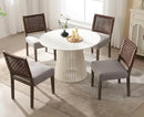 Kmax Farmhouse Dining Chairs Set of 4, Rustic Kitchen Chairs with Linen Fabric Seat and Woven Back, Vintage Accent Chairs for Dining Room, Living Room, Grey by CozyNest Decor