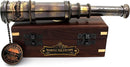 14 Inch Vintage Nautical Brass Telescope with Wood Box – Handheld Spyglass for Marine, Pirate, and Captain Use by TinyTreasures Baby Boutique
