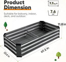 KING BIRD Raised Garden Bed Kit with Bottom 2025 Upgraded Galvanized Planter Garden Box Outdoor & Indoor for Gardening, Vegetables, Flowers, Dark Grey, 47.2x23.6x11.8 in by GreenHaven Gardens