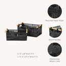 LA JOLIE MUSE Wicker Storage Baskets for Organizing, Recyclable Paper Rope Basket with Wood Handles, Decorative Hand Woven Basket Organizers for Makeup Books Shelves Living Room, Black, Set of 2 by TinyTreasures Baby Boutique