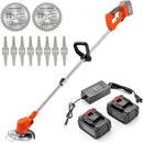 MAXMAN Weed Wacker, Weed Eater Battery Powered, Cordless Brush Cutter with 2Pcs 21V 4000mAh Batteries and 10Pcs Metal Blades, Lightweight Electric Grass Cutter Weed Trimmer for Yard Trimming & Edging by GreenHaven Gardens