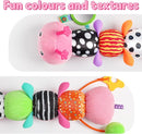 LIGHTDESIRE Baby Toys Musical Caterpillar,Infant Toys Stuffed Animals with Ruler Design,Mirror,Pull String&Ring Bell,Baby Teething Toys for Tummy Time Toys Newborn Gifts 3 6 12 Months(Pink,Leafy Limb) by TinyTreasures Baby Boutique