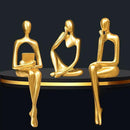 Gold Home Decor Thinker Statue Accents, Set of 3 Thinker Sculptures Office Decor Modern Abstract Resin Decoration on Shelf Table Desk for Living Room Office Bedroom (Large Gold) by CozyNest Decor