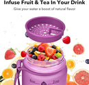 32oz Motivational Water Bottles with Time Marker & Fruit Strainer, Transparent Gradient Color Water Bottle with Times to Drink, Leakproof & BPA Free, Reusable Bottle with Strap (No Straw) by CozyNest Decor