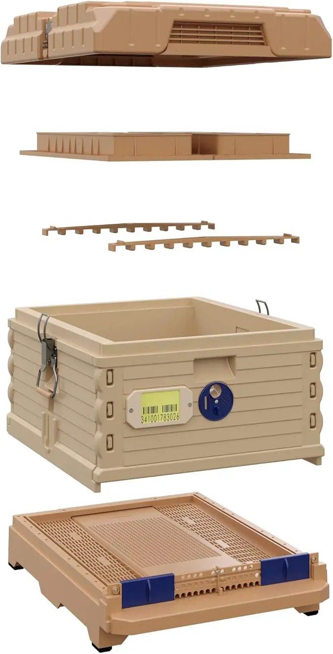 Ergo Insulated 10 Frame Bee Hive Set [NO Frames Included] (Single Hive, Tan Body Blue Entrance), photo 5 of 5