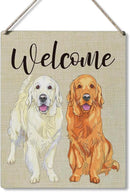 Qious Welcome Sign Gift Farmhouse Welcome Golden Retriever Wooden Hanging Sign Plaque Modern Wall Art Decor for Home Decoration 10 x 8 Inches by CozyNest Decor