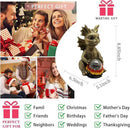 Solar Garden Statue Dragon Figurine with 7-Color Changing Solar Crackle Globe Lights- Loving Dragon for Patio,Balcony,Yard, Lawn-Unique Idea Gifts (Grey)