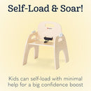 Foundations Easy Serve 7" Wood Feeding Chair for Toddlers, Adjustable Harness, Removable Dishwasher Safe Tray, “No Tip” Base, Baltic Birch Plywood by TinyTreasures Baby Boutique
