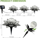 LEWIS&WAYNE Solar Garden Lights Outdoor, 3 Pcs Silver Gray Lotus Flower Pathway Lamps with Cool White Crackle Glass Globe Led Lights for Patio Pathway Yard Balcony Garden Decorations by CozyNest Decor