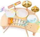 Kids Drum Set, Montessori Musical Instruments for Toddlers 1-3, Wooden Musical Toys for Baby 12-18 Months, Preschool Educational Xylophone Drum Kit, Birthday Gift for Boys Girls Ages 3+ by TinyTreasures Baby Boutique