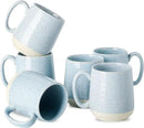 Hasense Porcelain Coffee Mugs Set of 6, 15 Ounce Large Ceramic Coffee Cups Set with Handle for Latte, Tea, Cocoa and Hot Chocolate, Sky Blue Coffee Mugs for Men and Women, Microwave Safe by CozyNest Decor