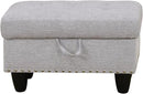 Ottoman Rectangular Storage Ottoman Bench, Flannel Footrest Stool Footstool with Lid for Living Room, Bedroom, Entryway, Gray White, 28.5"x19"x17.5" by CozyNest Decor