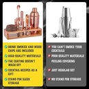 Bartender Kit with Whiskey Smoker - 13 pcs, Bamboo Stand - Bar Set with Cocktail Shaker, Bartending Kit with Essential Bar Accessory Tools, Wood Chips, Pink Gold by CozyNest Decor