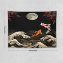 Houselerax Koi Fish Tapestry, Japanese Style Yin Yang Big Wave Cherry Blossom Tapestries Wall Hanging for Bedroom Living Room Office Decor 40"x30" by CozyNest Decor