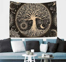 FORATER Tree of Life Tapestry Wall Hanging Sun Moon Stars Tapestries Aesthetic Galaxy Wall Tapestry Nature Home Decoration for Living Room Bedroom(61 x 82 Inch, Black and Gold) by CozyNest Decor