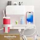 WallShelfie Bedside Wall Organizer - Room Decor, Dorm Room Essential, Floating Bedside Shelf Wall Mount, Makeup Organizer, Remote Control Holder, Room Accessories, Floating Shelves (White) by CozyNest Decor