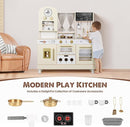 Kids Kitchen playset, Wooden Play Kitchen, Height Adjustable, Comes with Various Kitchen Accessories, Ideal Role Play Toy Gift for Toddlers and Kids Ages 3-8 (White) by TinyTreasures Baby Boutique