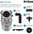 KRAUS® WasteGuard™ High-Speed 1/2 HP Continuous Feed Ultra-Quiet Motor Garbage Disposal with Power Cord and Flange Included and Universal Mount by CozyNest Decor