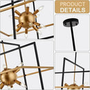 31.5'' Large Modern Lantern Chandeliers, 12-Light Black Gold Geometric Pendant Light Fixture, Industrial Hanging Chandelier for Entryway Foyer Hallway Dining Room, Kitchen Island by CozyNest Decor