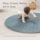 Comfy Cubs Round Kids Play Mat - Medium 48 inches Soft Quilted Baby Floor Mat with Non-Slip Bottom - Plush Design for Toddlers' Playtime and Relaxation - Comfortable and Durable - Pacific Blue by TinyTreasures Baby Boutique