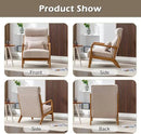 INZOY Mid Century Modern Accent Chair with High Back, Upholstered Living Room Chairs with Waist Cushion, Wood Frame Reading Armchair for Bedroom Sunroom, Beige by CozyNest Decor