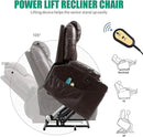 VIVIJASON Power Lift Chair Electric Recliner for Elderly Heated Vibration Massage Faux Leather Recliner Chair with 2 Remote Controls, Cup Holders, Side Pockets & USB Ports for Living Room (Brown) by CozyNest Decor