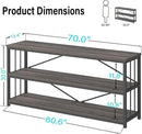 LVB 3-Tier Rustic Console Table, Extra Long Entryway Table with Storage, Industrial Skinny Wood Metal Sofa Table with Shelf, Modern Narrow Hallway Table for Foyer Living Room Bedroom, Dark Gray, 70 In by CozyNest Decor