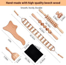 6 Pcs Wood Therapy Massage Tools, Meifuly Professional Complete Maderotherapia Wooden Massager Kit for Body Shaping, Lymphatic Drainage, Muscle Pain Relief, Anti-Cellulite (with Storage Bag) by CozyNest Decor