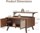 AVZEAR Lift Top Coffee Table with Storage, Mid Century Modern Coffee Table with Nature Linen Doors & Large Hidden Storage, Rounded Corners Center Table Farmhouse Coffee Tables for Living Room, Walnut by CozyNest Decor